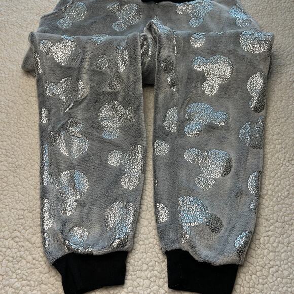 Disney Silver Sequin Mickey Jogger Sleep Pants Medium - Picture 7 of 12